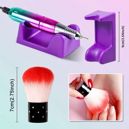Professional Cordless Electric Nail Drill Machine, 45,000 RPM Rechargeable E-File with LCD Display and Brushless Motor for Acrylic, Gel Nails, Manicure & Pedicure