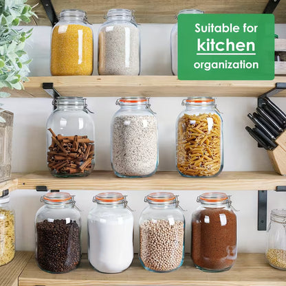 2-Pack 1 Gallon Glass Jars with Airtight Hinged Lids