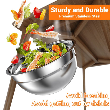 7 Pack Stainless Steel Mixing Bowls with Lids, Nesting Kitchen Prep and Food Storage Bowls Set, up to 7 Qt, Dishwasher Safe, Color