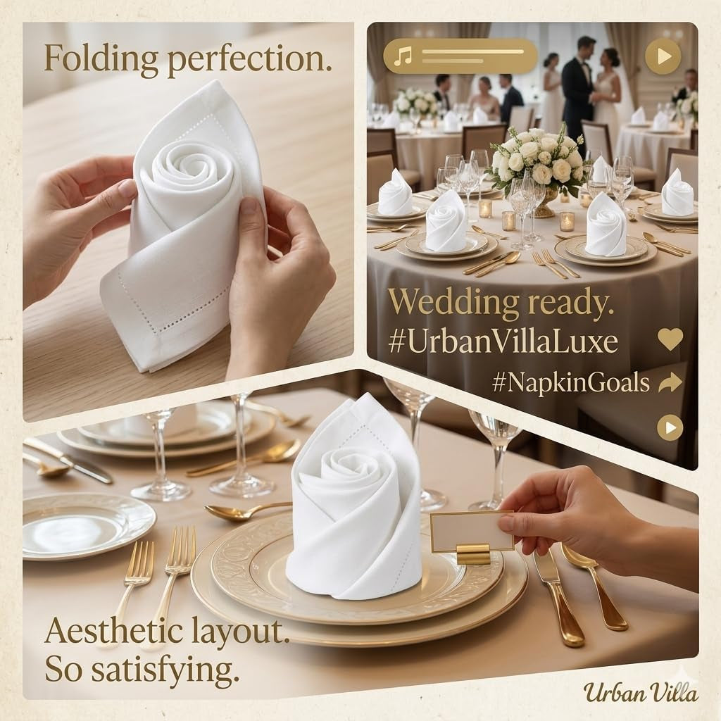Cloth Napkins White Dinner 100% Cotton 18X18 Inches (Set of 6)
