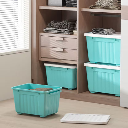 4–6 Pack Stackable Storage Boxes with Lids and Wheels – Large-Capacity Household Organizers