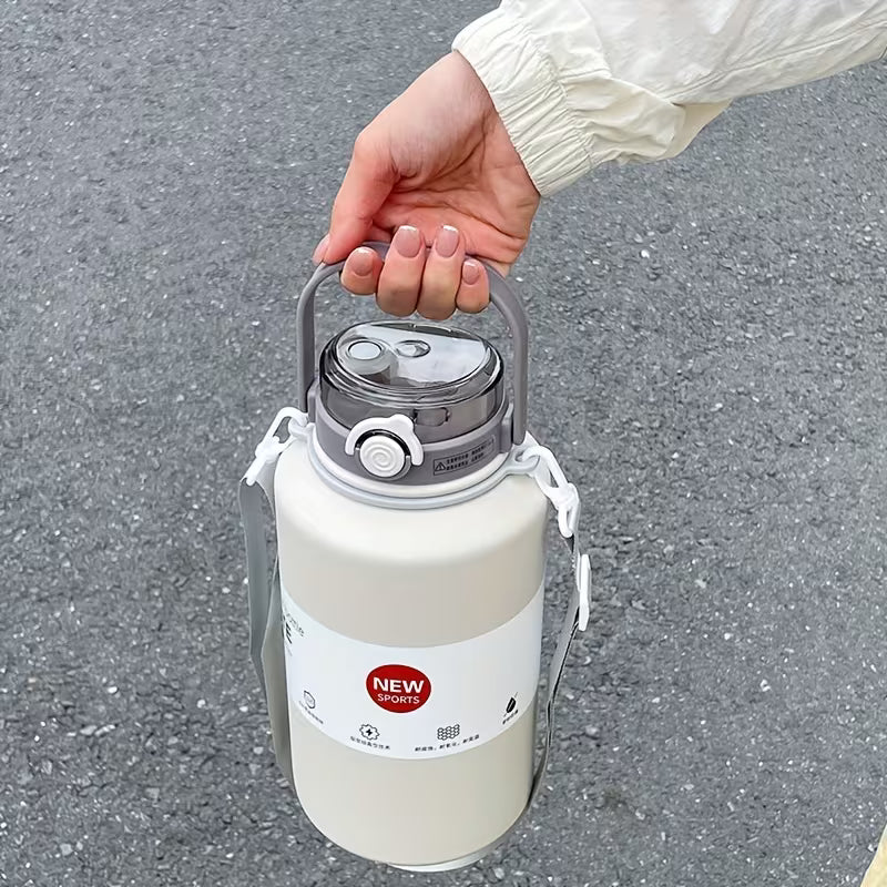 2000ml Stainless Steel Vacuum Insulated Tumbler with Handle & Straw – Large Capacity Travel Cup for Hot & Cold Drinks