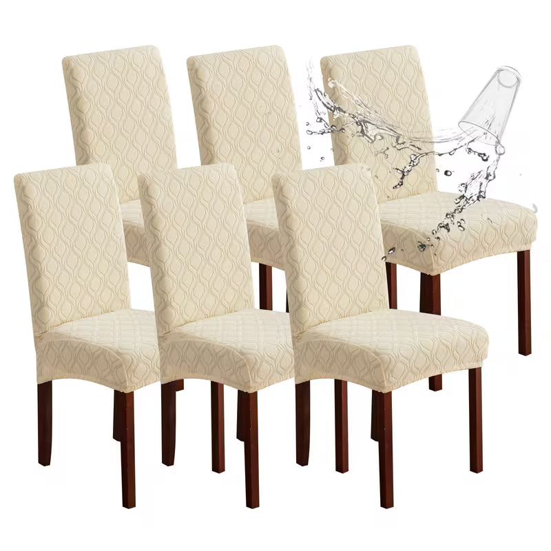6-Piece Stretchy Jacquard Dining Chair Slipcover Set