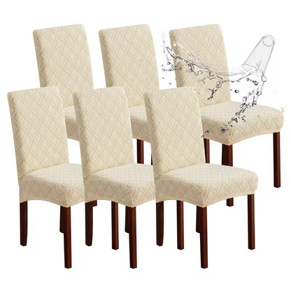 6-Piece Stretchy Jacquard Dining Chair Slipcover Set