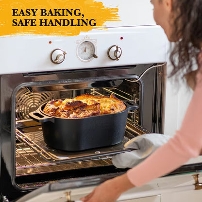 4.5 Qt Oval Dutch Oven with Lid and Heat-Resistant Oven Mitt, Pre-Seasoned Cast Iron Pot for Sourdough Bread Baking, Braising, Roasting & Stovetop Cooking