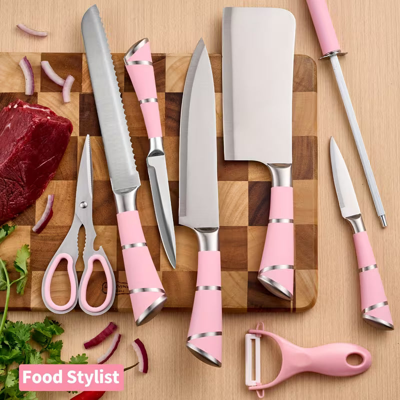 9-Piece Kitchen Knife Set with Knife Block & Built-In Sharpener