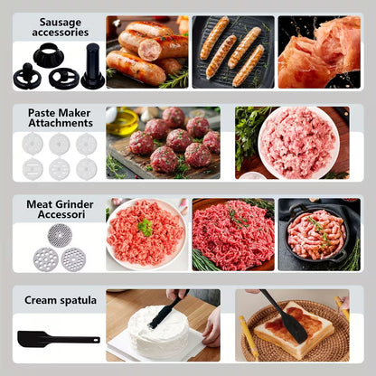 6-in-1 Electric Stand Mixer – 400W, 6-Speed, 6.3QT Stainless Steel Bowl with Meat Grinder, Juicer & Noodle Accessories