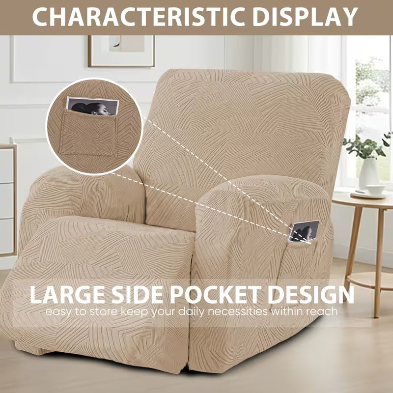 Stretchable Recliner Slipcover with Side Pocket – Soft & Washable 1-Seat Sofa Protector