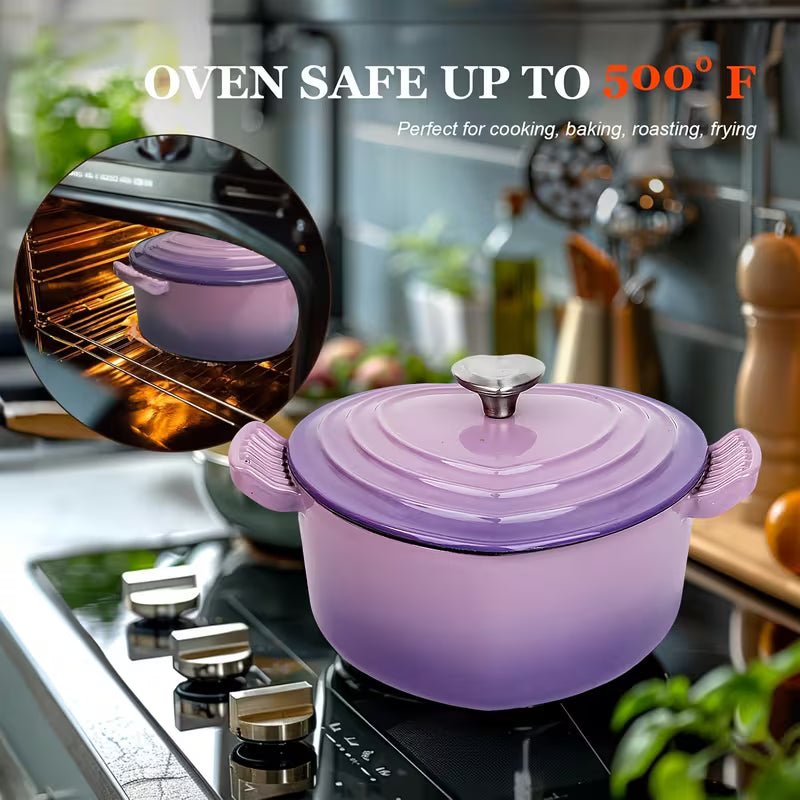 3QT Heart-Shaped Dutch Oven with Lid – Enamel Casserole Cookware