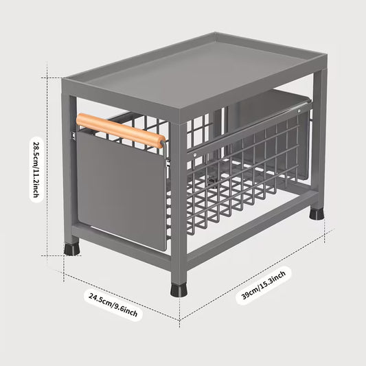 1/2-Tier Sliding Pull-Out Storage Organizer for Kitchen & Bathroom