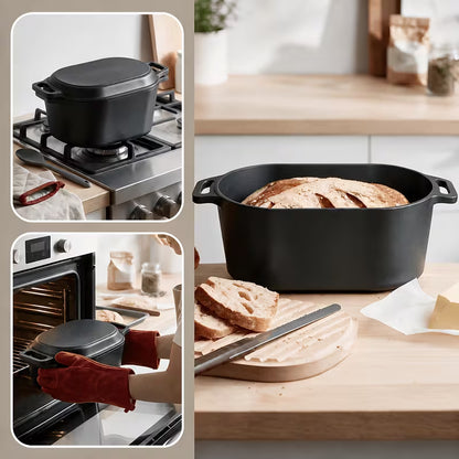 4.5 Qt Oval Dutch Oven with Lid and Heat-Resistant Oven Mitt, Pre-Seasoned Cast Iron Pot for Sourdough Bread Baking, Braising, Roasting & Stovetop Cooking