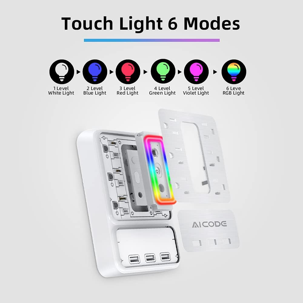 Outlet Extender with USB, Wall Outlet Splitter Night Light