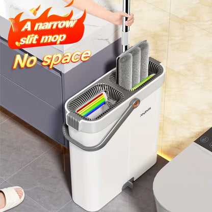 Flat Mop and Bucket Set with Washable Microfiber Pads