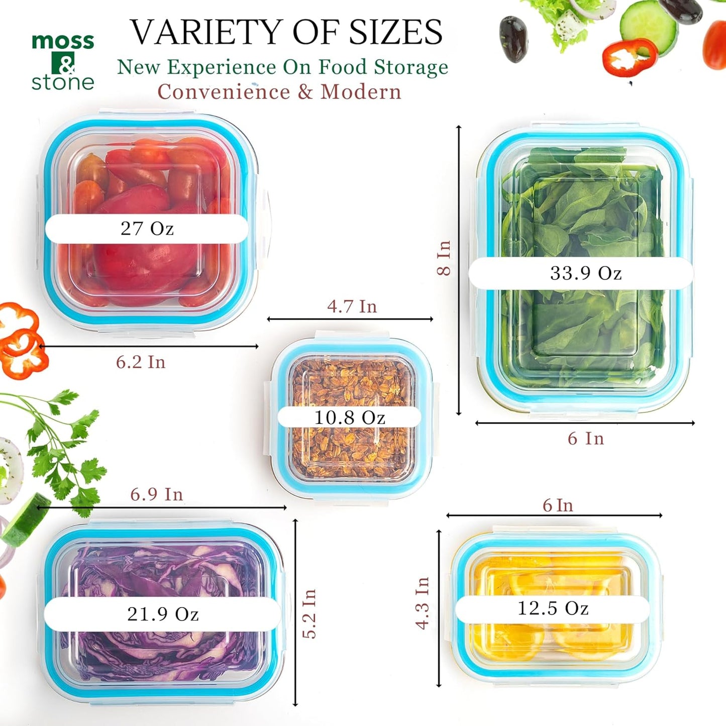 10-Piece Glass Meal Prep Containers with Lids, Food Storage