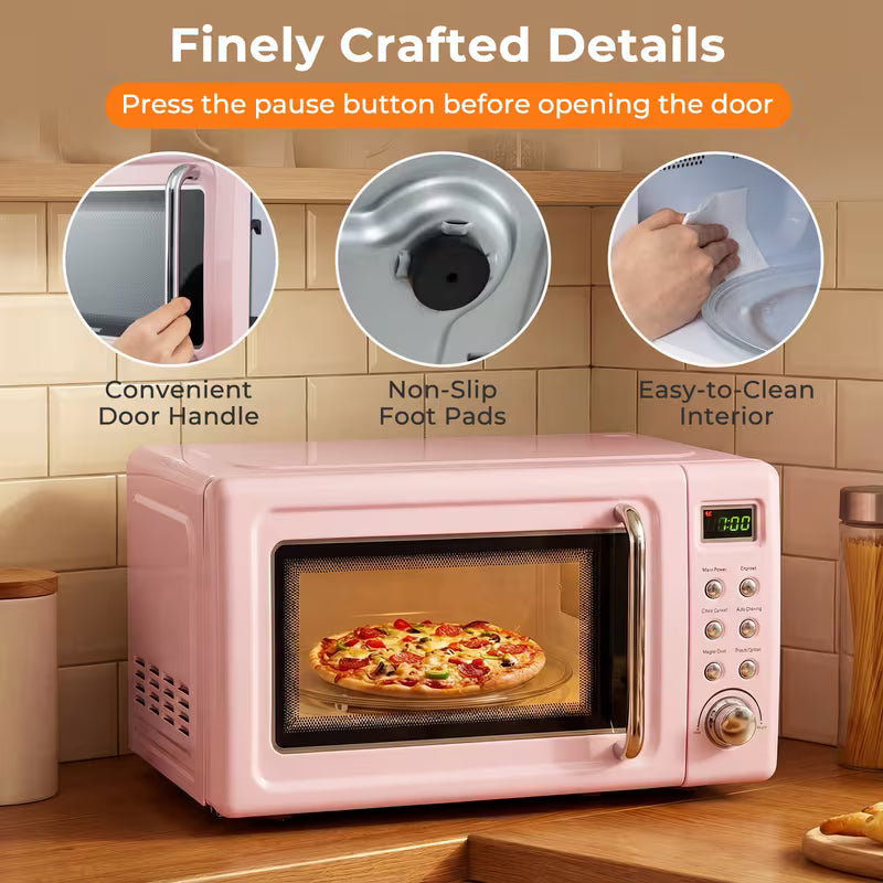 20L 700W Compact Retro Microwave Oven