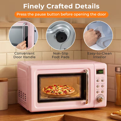 20L 700W Compact Retro Microwave Oven