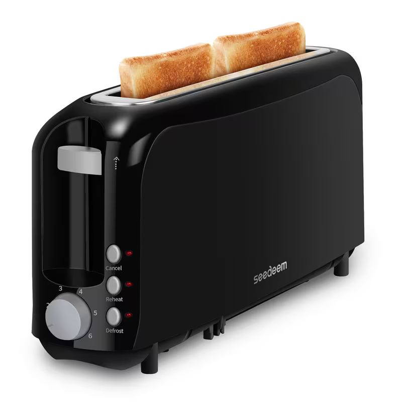 2-Slice Compact Toaster with 6 Browning Settings, Cancel Button & Removable Crumb Tray, 750W White Bread Toaster