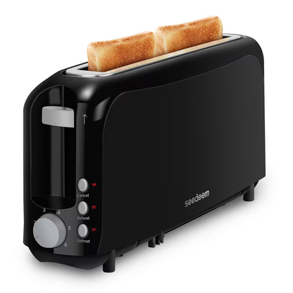 2-Slice Compact Toaster with 6 Browning Settings, Cancel Button & Removable Crumb Tray, 750W White Bread Toaster