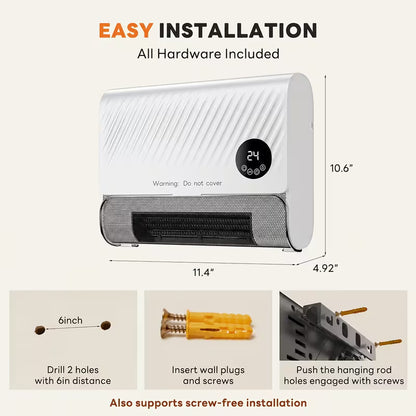 1500W Wall-Mounted Electric Heater with Remote Control