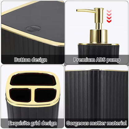 10-Piece Gold Bathroom Accessory Set – Luxury Vertical Stripe Bathroom Accessories for Home & Hotel