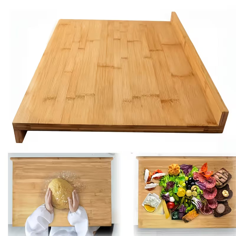 Bamboo Over-the-Sink Cutting Board – Reversible Pastry & Food Prep Board, 21.65 × 15.75 Inches