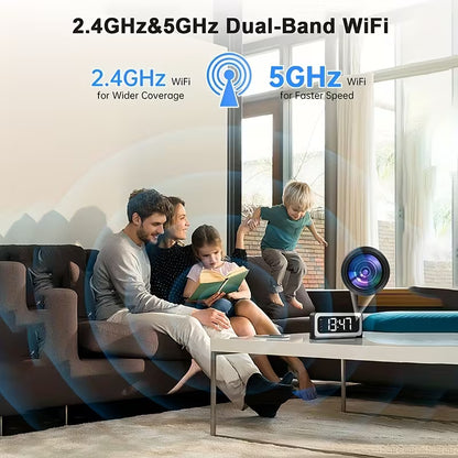 2K WiFi Digital Clock Camera, Indoor Security Camera with Motion Detection & Two-Way Talk for Baby, Pet and Home Monitoring