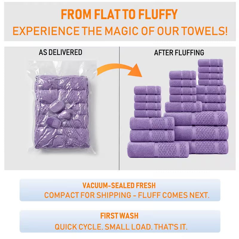 22-Piece Cotton Blend Bathroom Towel Set – Soft, Absorbent Bath, Hand Towels & Washcloths