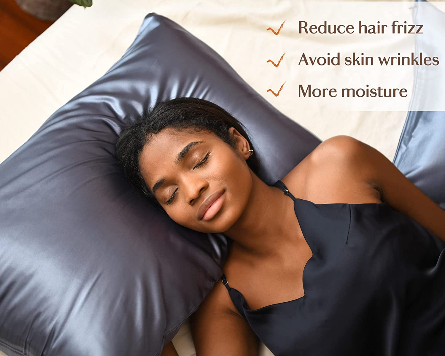 2 Pack Satin Pillowcase, for Hair and Skin with Zipper