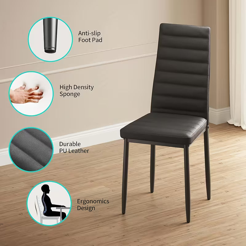 Set of 4 Faux Leather Dining Chairs