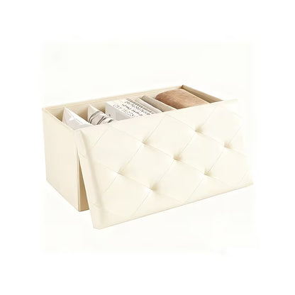 Heavy-Duty Folding Storage Bench with Shoe Cabinet & Thick Padded Seat