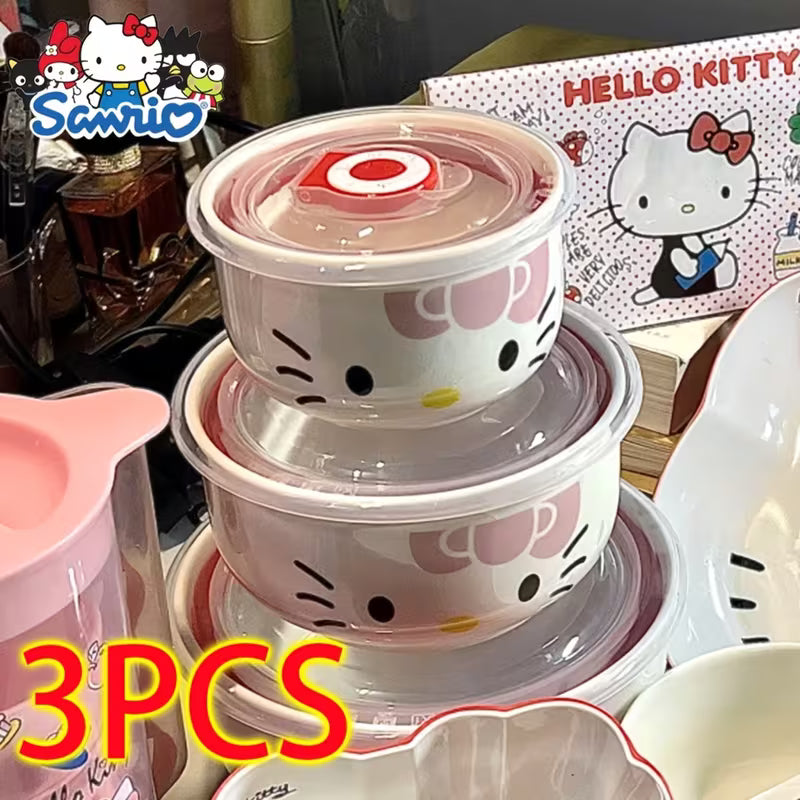 3-Piece Ceramic Lunch Box Set with Lids