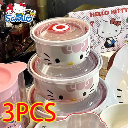 3-Piece Ceramic Lunch Box Set with Lids