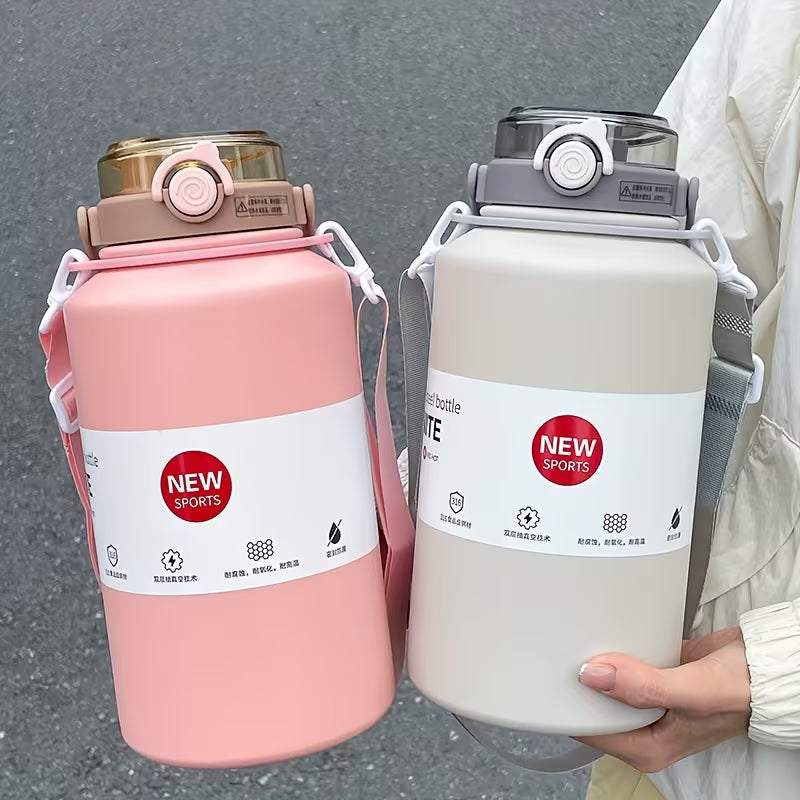 2000ml Stainless Steel Vacuum Insulated Tumbler with Handle & Straw – Large Capacity Travel Cup for Hot & Cold Drinks