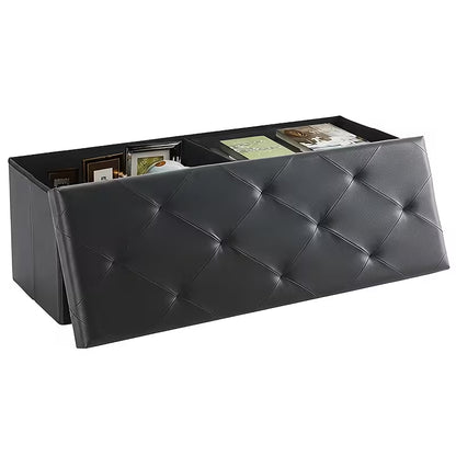 Heavy-Duty Folding Storage Bench with Shoe Cabinet & Thick Padded Seat
