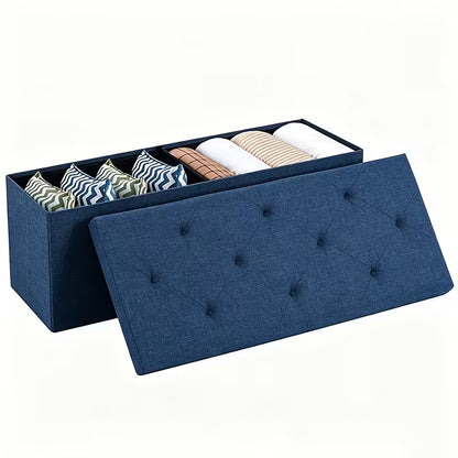 Heavy-Duty Folding Storage Bench with Shoe Cabinet & Thick Padded Seat