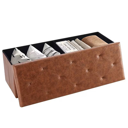 Heavy-Duty Folding Storage Bench with Shoe Cabinet & Thick Padded Seat