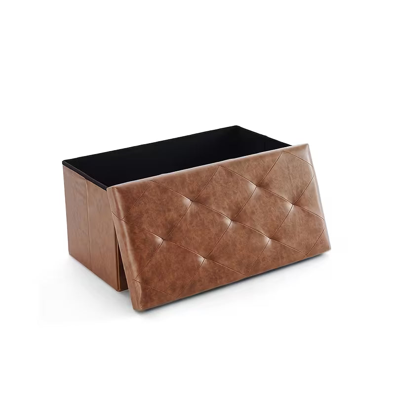 Heavy-Duty Folding Storage Bench with Shoe Cabinet & Thick Padded Seat