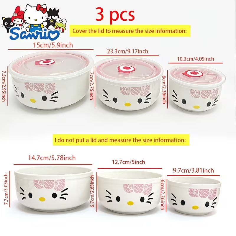 3-Piece Ceramic Lunch Box Set with Lids