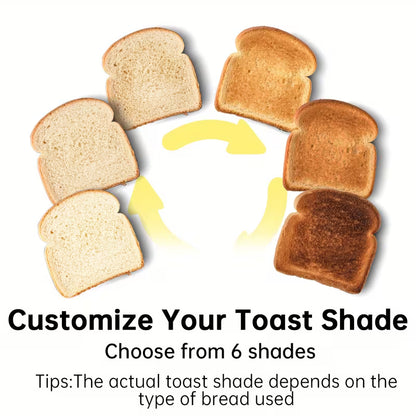 2-Slice Compact Toaster with 6 Browning Settings, Cancel Button & Removable Crumb Tray, 750W White Bread Toaster