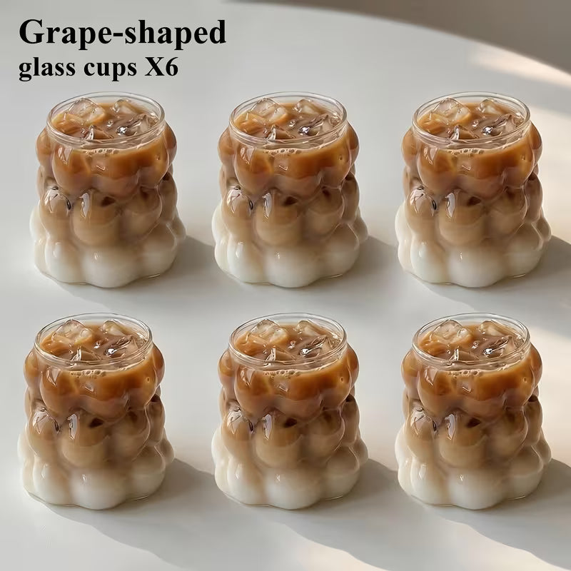 6-Piece 350ML Grape-Shaped Glass Cup Set