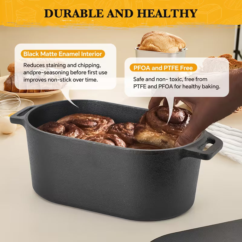 4.5 Qt Oval Dutch Oven with Lid and Heat-Resistant Oven Mitt, Pre-Seasoned Cast Iron Pot for Sourdough Bread Baking, Braising, Roasting & Stovetop Cooking