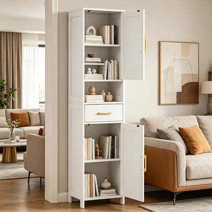 67-Inch Tall Storage Cabinet with Barn Doors & Drawer