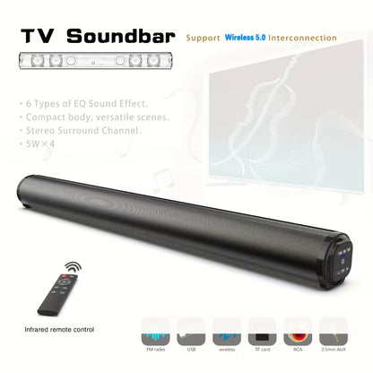 Wireless TV Soundbar with Surround Sound System, Remote Control, Four Subwoofers & Dual Air Ducts for Home Theater