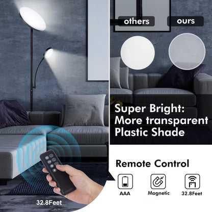 LED Floor Lamp with Reading Light – 27W 2300LM + 7W 350LM, Dimmable Standing Lamp with Remote & Touch Control