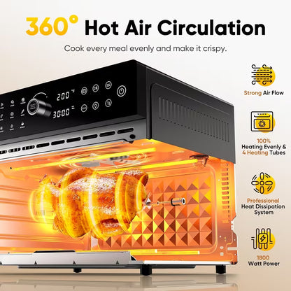 32-Quart Extra-Large Air Fryer Oven – 20-in-1 Convection Toaster Oven, 1800W, Black