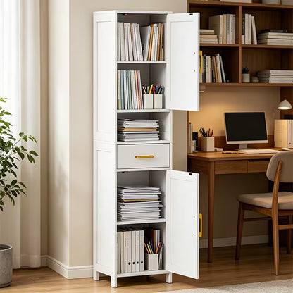 67-Inch Tall Storage Cabinet with Barn Doors & Drawer