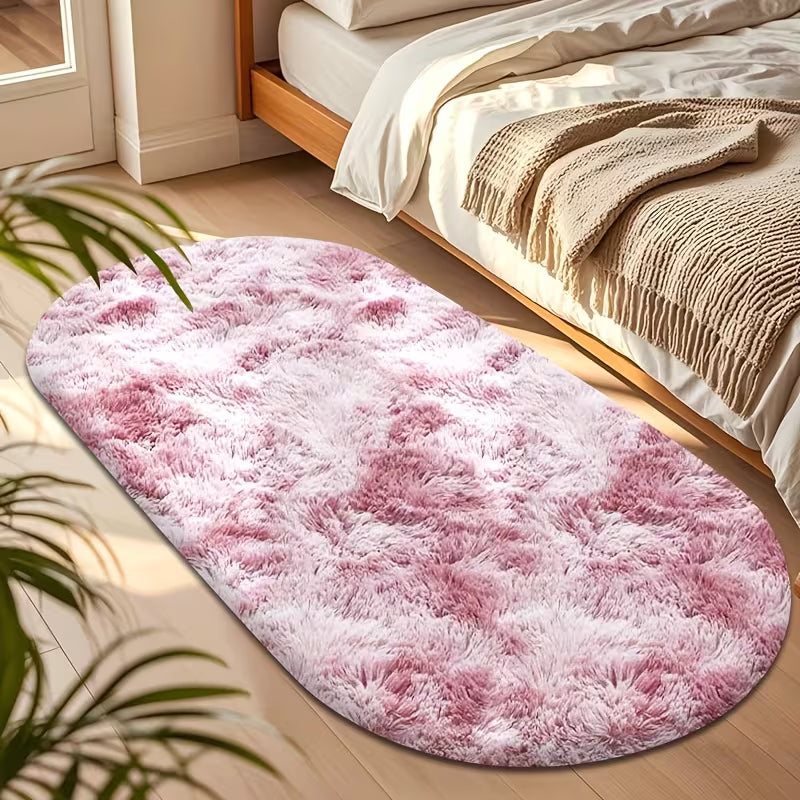 Oval Plush Area Rug – Soft, Anti-Slip & Washable Home Décor Carpet