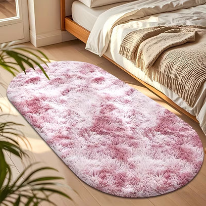 Oval Plush Area Rug – Soft, Anti-Slip & Washable Home Décor Carpet