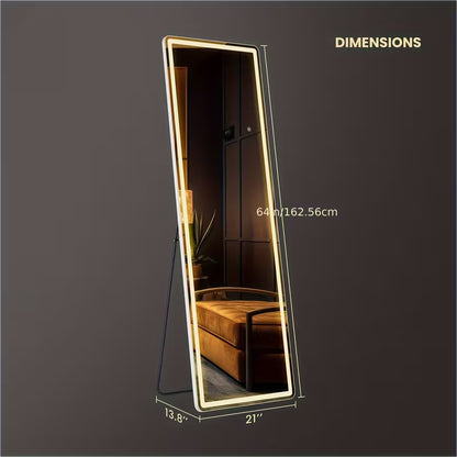 LED Full-Length Mirror with Lights – Full Body Standing & Wall-Mounted Dressing Mirror