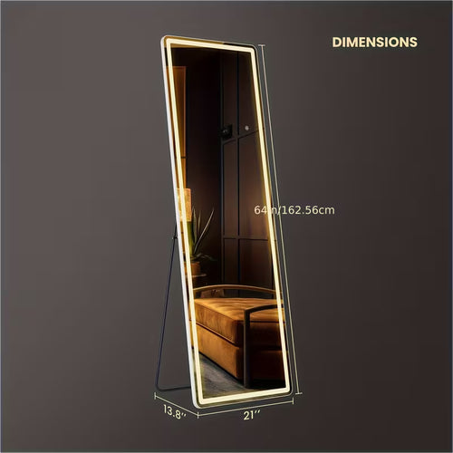 LED Full-Length Mirror with Lights – Full Body Standing & Wall-Mounted Dressing Mirror